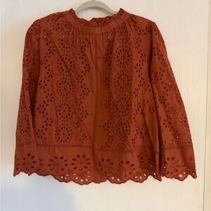 Elegant Rust Eyelet Blouse